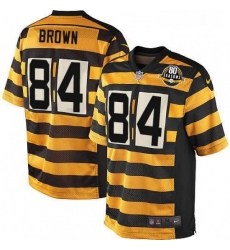 Mens Nike Pittsburgh Steelers 84 Antonio Brown Elite YellowBlack Alternate 80TH Anniversary Throwback NFL Jersey Mens Nike Pittsburgh Steelers 84 Antonio Brown Elite YellowBlack Alternate 80TH Anniversary Throwback NFL Jersey