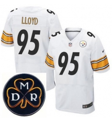 Men's Nike Pittsburgh Steelers #95 Greg Lloyd Elite White NFL MDR Dan Rooney Patch Jersey Men's Nike Pittsburgh Steelers #95 Greg Lloyd Elite White NFL MDR Dan Rooney Patch Jersey