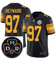 Men's Nike Pittsburgh Steelers #97 Cameron Heyward Elite Black Rush NFL MDR Dan Rooney Patch Jersey Men's Nike Pittsburgh Steelers #97 Cameron Heyward Elite Black Rush NFL MDR Dan Rooney Patch Jersey