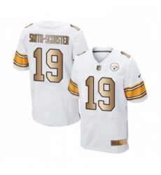 Mens Pittsburgh Steelers 19 JuJu Smith Schuster Elite White Gold Football Jersey Mens Pittsburgh Steelers 19 JuJu Smith Schuster Elite White Gold Football Jersey