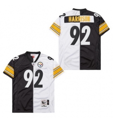 Men's Pittsburgh Steelers James Harrison #92 White Black Split Stitched NFL Football Jersey Men's Pittsburgh Steelers James Harrison #92 White Black Split Stitched NFL Football Jersey