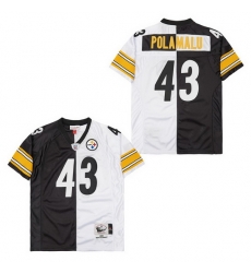 Men's Pittsburgh Steelers Troy Polamalu #43 White Black Split Stitched NFL Football Jersey Men's Pittsburgh Steelers Troy Polamalu #43 White Black Split Stitched NFL Football Jersey