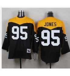 Mitchell And Ness 1967 Pittsburgh Steelers 95 Jarvis Jones Black Yelllow Throwback Men 27s Stitched Mitchell And Ness 1967 Pittsburgh Steelers 95 Jarvis Jones Black Yelllow Throwback Men 27s Stitched