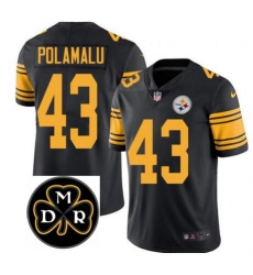 Nike Steelers Troy Polamalu Black Men's Stitched NFL Stitched MDR Patch Limited Rush Jersey Nike Steelers Troy Polamalu Black Men's Stitched NFL Stitched MDR Patch Limited Rush Jersey