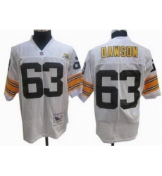 Pittsburgh Steelers 63 Dermonttt Dawson white 1982 throwback 60th patch jerseys Pittsburgh Steelers 63 Dermonttt Dawson white 1982 throwback 60th patch jerseys