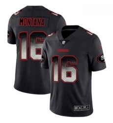 49ers 16 Joe Montana Black Men Stitched Football Vapor Untouchable Limited Smoke Fashion Jersey 49ers 16 Joe Montana Black Men Stitched Football Vapor Untouchable Limited Smoke Fashion Jersey