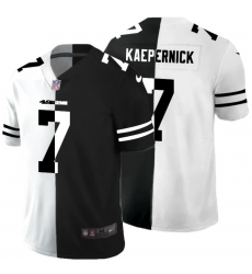 Men 49ers 7 Colin Kaepernick Black and White Splite Fashion Vapor Limited Jersey Men 49ers 7 Colin Kaepernick Black and White Splite Fashion Vapor Limited Jersey