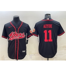 Men San Francisco 49ers 11 Brandon Aiyuk Black With Patch Cool Base Stitched Baseball JerseyS Men San Francisco 49ers 11 Brandon Aiyuk Black With Patch Cool Base Stitched Baseball JerseyS