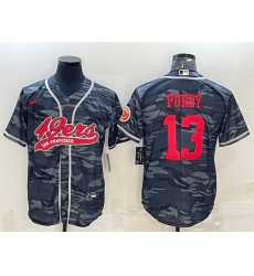 Men San Francisco 49ers 13 Brock Purdy Grey Camo With Patch Cool Base Stitched Baseball Jersey Men San Francisco 49ers 13 Brock Purdy Grey Camo With Patch Cool Base Stitched Baseball Jersey