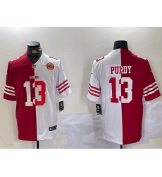 Men San Francisco 49ers 13 Brock Purdy Red 26 White Split Limited Stitched Jersey 3 Men San Francisco 49ers 13 Brock Purdy Red 26 White Split Limited Stitched Jersey 3