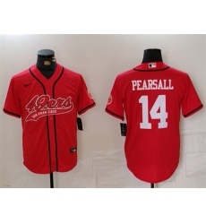 Men San Francisco 49ers 14 Ricky Pearsall Red With Patch Cool Base Stitched Baseball Jerseys Men San Francisco 49ers 14 Ricky Pearsall Red With Patch Cool Base Stitched Baseball Jerseys