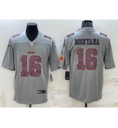Men San Francisco 49ers 16 Joe Montana Grey Atmosphere Fashion Stitched Jersey Men San Francisco 49ers 16 Joe Montana Grey Atmosphere Fashion Stitched Jersey