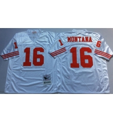 Men San Francisco 49ers 16 Joe Montana White M&N Throwback Jersey Men San Francisco 49ers 16 Joe Montana White M&N Throwback Jersey