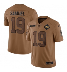 Men San Francisco 49ers 19 Deebo Samuel 2023 Brown Salute To Service Limited Stitched Football Jersey Men San Francisco 49ers 19 Deebo Samuel 2023 Brown Salute To Service Limited Stitched Football Jersey
