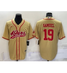 Men San Francisco 49ers 19 Deebo Samuel Gold With Patch Cool Base Stitched Baseb Men San Francisco 49ers 19 Deebo Samuel Gold With Patch Cool Base Stitched Baseb