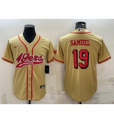 Men San Francisco 49ers 19 Deebo Samuel New Gold With Patch Cool Base Stitched Baseball Jersey Men San Francisco 49ers 19 Deebo Samuel New Gold With Patch Cool Base Stitched Baseball Jersey
