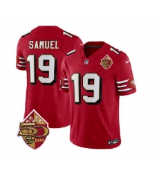 Men San Francisco 49ers 19 Deebo Samuel Red 2023 F U S E 50th Patch Throwback Stitched Football Jersey Men San Francisco 49ers 19 Deebo Samuel Red 2023 F U S E 50th Patch Throwback Stitched Football Jersey