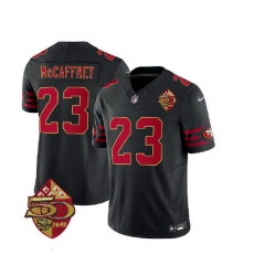 Men San Francisco 49ers 23 Christian McCaffrey Black 2023 F U S E 50th Patch Throwback Stitched Football Jersey Men San Francisco 49ers 23 Christian McCaffrey Black 2023 F U S E 50th Patch Throwback Stitched Football Jersey