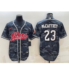 Men San Francisco 49ers 23 Christian McCaffrey Grey Camo With Patch Cool Base Stitched Baseball Jersey Men San Francisco 49ers 23 Christian McCaffrey Grey Camo With Patch Cool Base Stitched Baseball Jersey