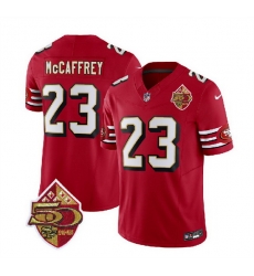 Men San Francisco 49ers 23 Christian McCaffrey Red 2023 F U S E 50th Patch Throwback Stitched Football Jersey Men San Francisco 49ers 23 Christian McCaffrey Red 2023 F U S E 50th Patch Throwback Stitched Football Jersey