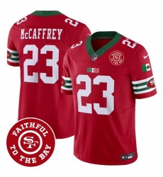 Men San Francisco 49ers 23 Christian McCaffrey Red F U S E Mexico Faithful To The Bay Patch Vapor Limited Stitched Football Jersey Men San Francisco 49ers 23 Christian McCaffrey Red F U S E Mexico Faithful To The Bay Patch Vapor Limited Stitched Football Jersey