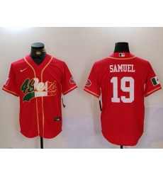Men San Francisco 49ers 2319 Deebo Samuel Red With Patch Cool Base Stitched Baseball Jersey 2 Men San Francisco 49ers 2319 Deebo Samuel Red With Patch Cool Base Stitched Baseball Jersey 2