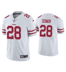 Men San Francisco 49ers 28 Trey Sermon White Jersey Vapor Limited Jersey Men San Francisco 49ers 28 Trey Sermon White Jersey Vapor Limited Jersey