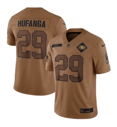 Men San Francisco 49ers 29 Talanoa Hufanga 2023 Brown Salute To Service Limited Stitched Football Jersey Men San Francisco 49ers 29 Talanoa Hufanga 2023 Brown Salute To Service Limited Stitched Football Jersey