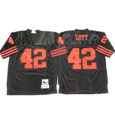 Men San Francisco 49ers 42 Ronnie Lott Black M&N Throwback Jersey Men San Francisco 49ers 42 Ronnie Lott Black M&N Throwback Jersey