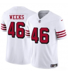 Men San Francisco 49ers 46 Jon Weeks New White 2025 F U S E Vapor Untouchable Limited Stitched Football Jersey Men San Francisco 49ers 46 Jon Weeks New White 2025 F U S E Vapor Untouchable Limited Stitched Football Jersey