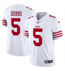 Men San Francisco 49ers 5 Josh Dobbs White Vapor Untouchable Limited Stitched Football Jersey Men San Francisco 49ers 5 Josh Dobbs White Vapor Untouchable Limited Stitched Football Jersey