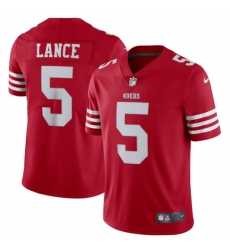 Men San Francisco 49ers 5 Trey Lance 2022 New Scarlet Vapor Untouchable Limited Stitched Football Jersey Men San Francisco 49ers 5 Trey Lance 2022 New Scarlet Vapor Untouchable Limited Stitched Football Jersey