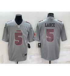 Men San Francisco 49ers 5 Trey Lance Grey With Patch Atmosphere Fashion Stitched Jersey Men San Francisco 49ers 5 Trey Lance Grey With Patch Atmosphere Fashion Stitched Jersey