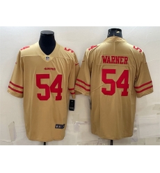 Men San Francisco 49ers 54 Fred Warner Gold Stitched Football Jersey Men San Francisco 49ers 54 Fred Warner Gold Stitched Football Jersey