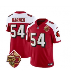 Men San Francisco 49ers 54 Fred Warner Red White 2023 F U S E 50th Patch Vapor Limited Stitched Football Jersey Men San Francisco 49ers 54 Fred Warner Red White 2023 F U S E 50th Patch Vapor Limited Stitched Football Jersey