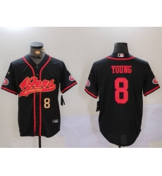 Men San Francisco 49ers 8 Steve Young Black With Patch Cool Base Stitched Baseball Jersey 3 Men San Francisco 49ers 8 Steve Young Black With Patch Cool Base Stitched Baseball Jersey 3