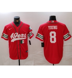 Men San Francisco 49ers 8 Steve Young Red With Patch Cool Base Stitched Baseball Jersey 3 Men San Francisco 49ers 8 Steve Young Red With Patch Cool Base Stitched Baseball Jersey 3