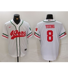 Men San Francisco 49ers 8 Steve Young White With Patch Cool Base Stitched Baseball Jersey Men San Francisco 49ers 8 Steve Young White With Patch Cool Base Stitched Baseball Jersey