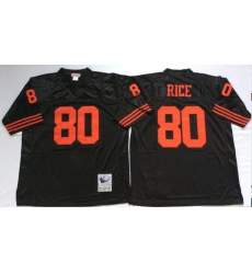 Men San Francisco 49ers 80 Jerry Rice Black M&N Throwback Jersey Men San Francisco 49ers 80 Jerry Rice Black M&N Throwback Jersey