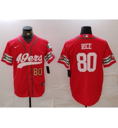 Men San Francisco 49ers 80 Jerry Rice Red With Patch Cool Base Stitched Baseball Jersey 1 Men San Francisco 49ers 80 Jerry Rice Red With Patch Cool Base Stitched Baseball Jersey 1