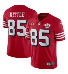 Men San Francisco 49ers 85 George Kittle 2021 Red With C Patch 75th Anniversary Vapor Untouchable Limited Stitched jersey Men San Francisco 49ers 85 George Kittle 2021 Red With C Patch 75th Anniversary Vapor Untouchable Limited Stitched jersey