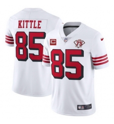 Men San Francisco 49ers 85 George Kittle 2021 White With C Patch 75th Anniversary Vapor Untouchable Limited NFL Jersey Men San Francisco 49ers 85 George Kittle 2021 White With C Patch 75th Anniversary Vapor Untouchable Limited NFL Jersey