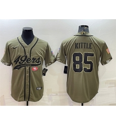Men San Francisco 49ers 85 George Kittle 2022 Olive Salute To Service Cool Base Stitched Baseball Jersey Men San Francisco 49ers 85 George Kittle 2022 Olive Salute To Service Cool Base Stitched Baseball Jersey