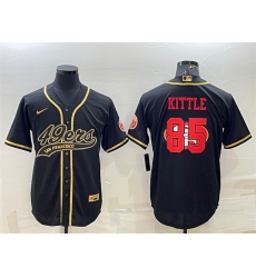 Men San Francisco 49ers 85 George Kittle Black Gold Team Big Logo With Patch Cool Base Stitched Baseball Jersey Men San Francisco 49ers 85 George Kittle Black Gold Team Big Logo With Patch Cool Base Stitched Baseball Jersey