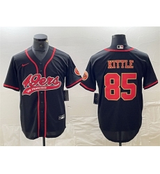 Men San Francisco 49ers 85 George Kittle Black With Patch Cool Base Stitched Baseball Jersey Men San Francisco 49ers 85 George Kittle Black With Patch Cool Base Stitched Baseball Jersey