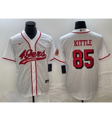 Men San Francisco 49ers 85 George Kittle New White Cool Base Stitched Baseball Jersey Men San Francisco 49ers 85 George Kittle New White Cool Base Stitched Baseball Jersey