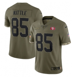Men San Francisco 49ers 85 George Kittle Olive 2022 Salute To Service Limited Stitched Jersey Men San Francisco 49ers 85 George Kittle Olive 2022 Salute To Service Limited Stitched Jersey