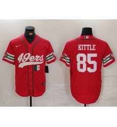 Men San Francisco 49ers 85 George Kittle Red With Patch Cool Base Stitched Baseball Jersey 2 Men San Francisco 49ers 85 George Kittle Red With Patch Cool Base Stitched Baseball Jersey 2