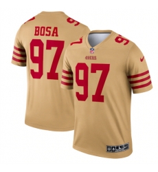 Men San Francisco 49ers 97 Nick Bosa 2022 New Gold Inverted Legend Stitched Football Jersey Men San Francisco 49ers 97 Nick Bosa 2022 New Gold Inverted Legend Stitched Football Jersey