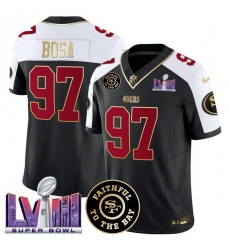 Men San Francisco 49ers 97 Nick Bosa Black Alternate 2025 F U S E Faithful 26 Super Bowl LVIII Patch Vapor Limited Stitched Football Jersey Men San Francisco 49ers 97 Nick Bosa Black Alternate 2025 F U S E Faithful 26 Super Bowl LVIII Patch Vapor Limited Stitched Football Jersey